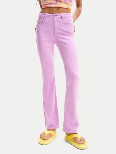 Zvonové džíny Desigual růžové