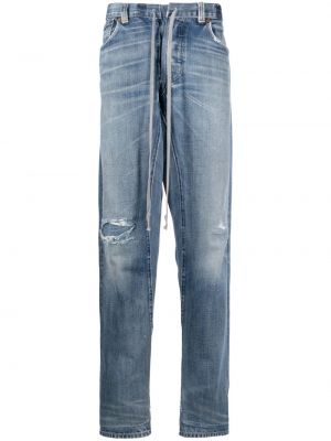 Niebieskie proste jeansy z przetarciami Greg Lauren