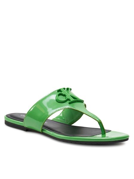 Sandale fără toc Calvin Klein Jeans verde