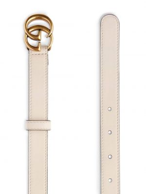 Cinturón de cuero con hebilla Gucci blanco
