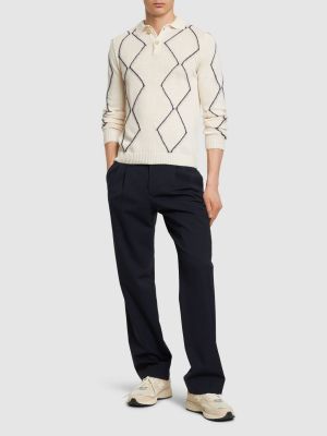 Polo en coton en tricot avec manches longues Aspesi blanc