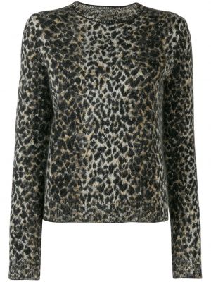Пуловер с леопардов принт Saint Laurent черно
