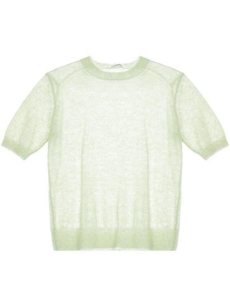 Top tricotate transparente cu decolteu rotund Auralee verde