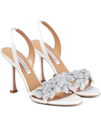 Sandale cu model floral Aquazzura argintiu