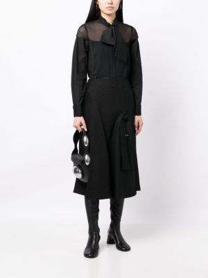 Pruhované vlněné sukně Sacai černé