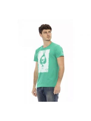 Koszulka bawełniana z nadrukiem Trussardi zielona