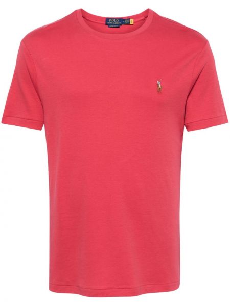 Medvilninis siuvinėtas polo marškinėliai Polo Ralph Lauren raudona