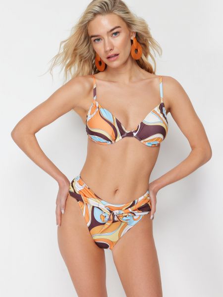 Bikini z wysoką talią w abstrakcyjne wzory Trendyol