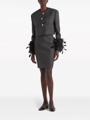 Vlněné mini sukně Prada šedé