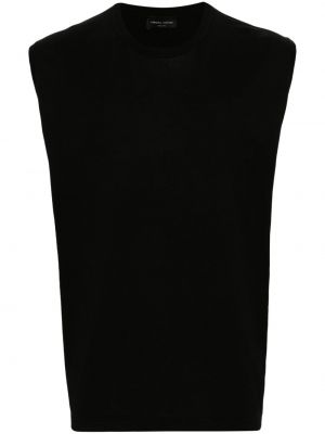 Bavlněná košile s kulatým výstřihem Roberto Collina černá