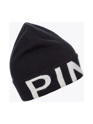 Dzianinowa czapka wełniana Pinko czarna