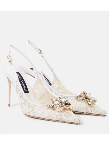 Slingback spets pumps Dolce&gabbana vit