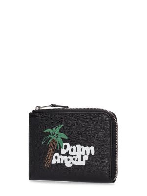 Usnjena denarnica z zadrgo Palm Angels črna
