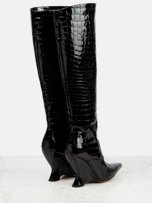 Usnjene gumijasti škornji Bottega Veneta črna