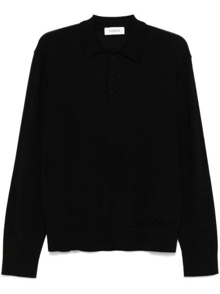 Strikket poloshirt Laneus sort