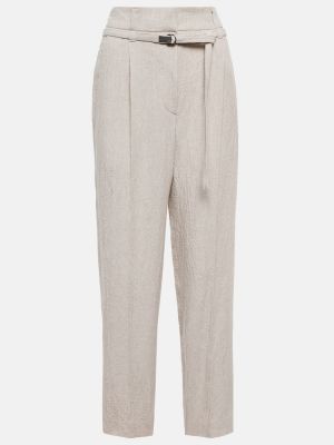 Pantalones rectos de lino Brunello Cucinelli