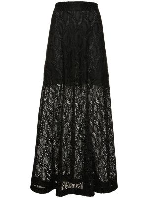 Maxi φούστα με κέντημα με ψηλή μέση με δαντέλα Ermanno Scervino μαύρο