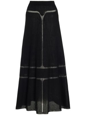 Vlnená midi sukňa s vysokým pásom Gabriela Hearst čierna