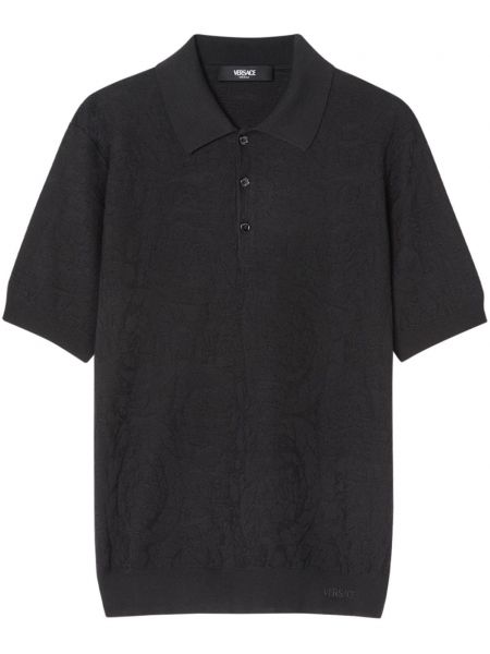 Strikket poloshirt Versace sort