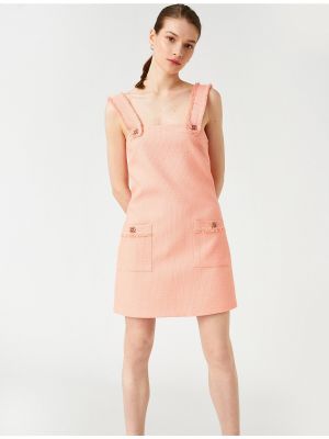 Твидовое платье мини с карманами Koton розовое