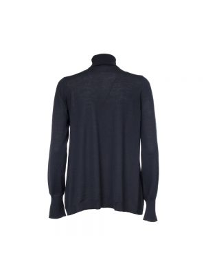 Jersey cuello alto de lana con cuello alto de tela jersey Le Tricot Perugia azul