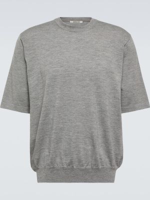 Camiseta de cachemir de punto con estampado de cachemira Auralee gris