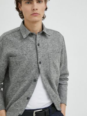 Vlněná košile Bruuns Bazaar šedá