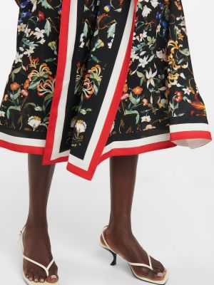 Svilena midi obleka s cvetličnim vzorcem Burberry