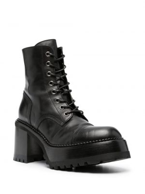 Krajkové kožené šněrovací kotníkové boty Premiata černé