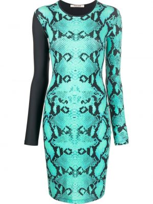 Robe de soirée à imprimé à motif serpent Roberto Cavalli vert