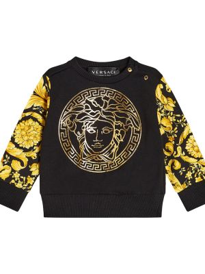 Hoodie i bomull med mönster för tjejer Versace Kids