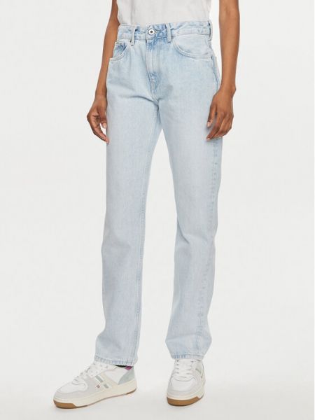 Ravne hlače Pepe Jeans modra