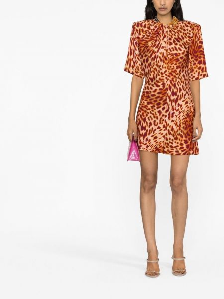 Leopardí mini šaty s potiskem Stella Mccartney růžové