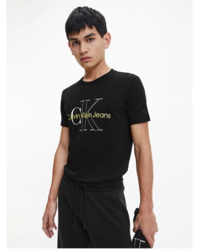 Tričko s potiskem Calvin Klein Jeans černé