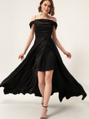 Черное платье с рюшами Lafaba
