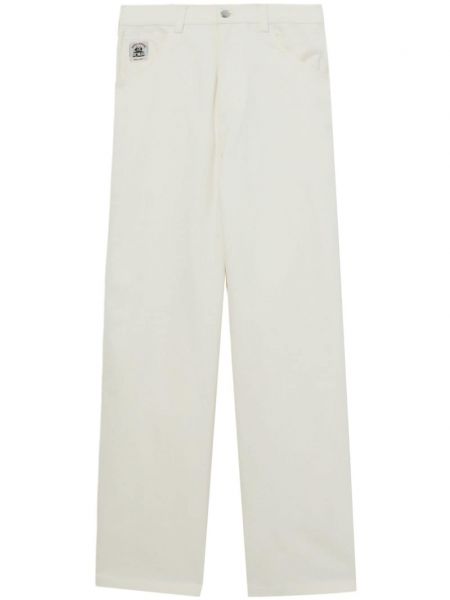 Βαμβακερό παντελόνι με ίσιο πόδι με μοτίβο ψαροκόκαλο Bode λευκό