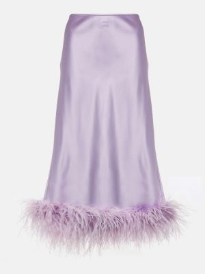 Falda midi de raso con plumas de plumas Miu Miu violeta