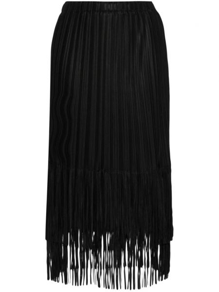 Plisovaný midi sukňa so strapcami B+ab čierna