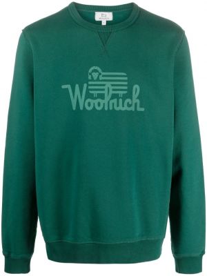 Raštuotas medvilninis džemperis Woolrich žalia