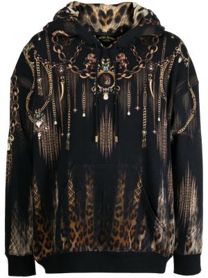 Bluza z kapturem bawełniana z nadrukiem Camilla czarna
