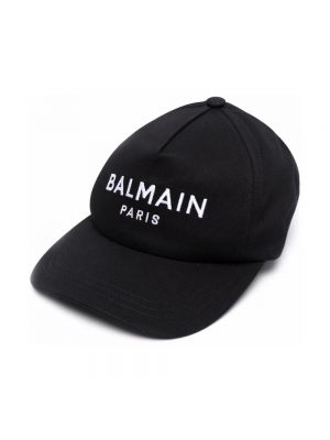 Czarna czapka z daszkiem bawełniana Balmain