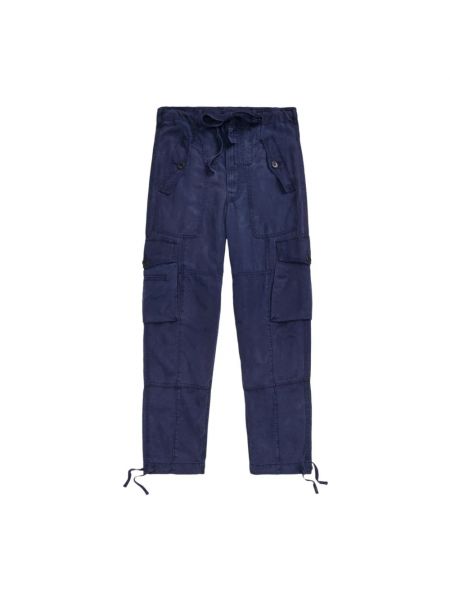 Spodnie cargo z wysoką talią Ralph Lauren niebieskie