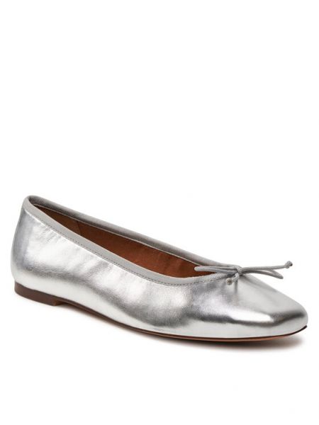 Bőr balerina cipők Geox ezüstszínű