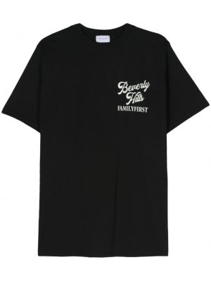 Raštuotas medvilninis marškinėliai Family First juoda