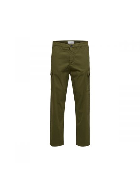 Spodnie cargo slim fit Selected zielone