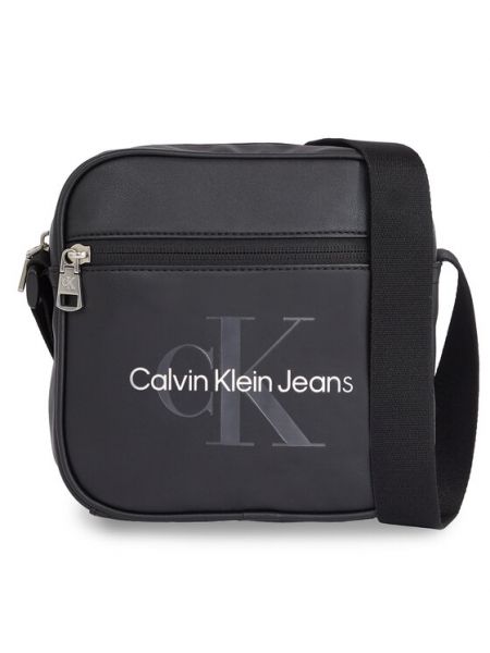 Leder schultertasche Calvin Klein Jeans schwarz