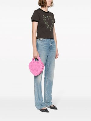 Herzmuster leder shopper handtasche Dsquared2 pink