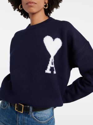 Vlnený sveter Ami Paris modrá