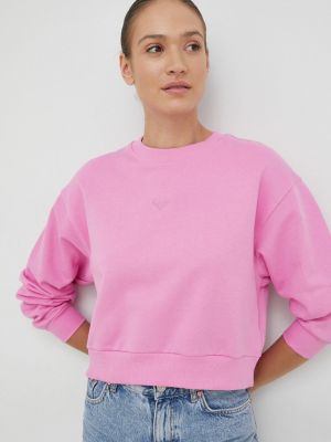 Однотонный хлопковый свитер Roxy розовый