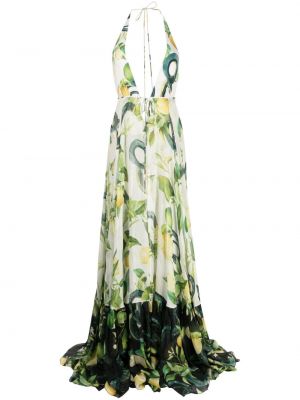 Zīda kleita ar ziediem ar apdruku Roberto Cavalli